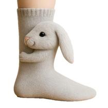 Meias de chão Cute Animal Rabbit Knit, algodão quente, unissex Meias de chão Cute Animal Rabbit Knit, algodão quente, unissex