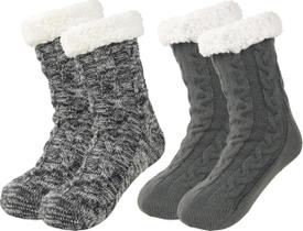 Meias de chinelo BenSorts Fuzzy para homens, 2 pacotes, cinza Meias de chinelo BenSorts Fuzzy para homens, 2 pacotes, cinza