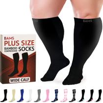 Meias de compressão BAMS Plus Size Wide Calf Viscose Pretas Meias de compressão BAMS Plus Size Wide Calf Viscose Pretas