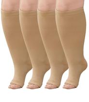 Meias de compressão BODALA Plus Size Open Toe 20-30 mmHg 6XL bege Meias de compressão BODALA Plus Size Open Toe 20-30 mmHg 6XL bege