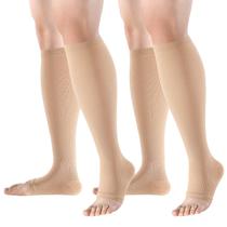 Meias de compressão Bropite Toeless 15-20mmHg para mulheres e homens