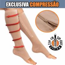 Meias De Compressão C/ Zíper Tratamento para Varizes Edema Trombose e Pernas Inchadas Unissex - OMG