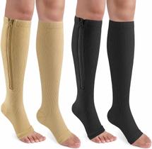 Meias de compressão CASMON Zipper 15-20 mmHg, bico aberto, 2 pares Meias de compressão CASMON Zipper 15-20 mmHg, bico aberto, 2 pares