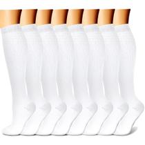 Meias de compressão CHARMKING 15-20 mmHg para mulheres e homens, 8 pares