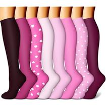 Meias de compressão CHARMKING 8 pares de 15-20 mmHg para mulheres e homens