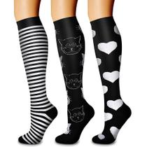 Meias de Compressão CHARMKING Circulation 15-20 mmHg - Pacote com 3 Pares