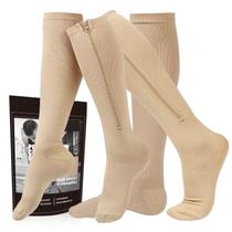 Meias de compressão com zíper cerpite 15-20 mmHg para homens e mulheres