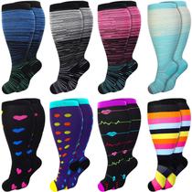Meias de compressão Croknit, 8 pares plus size para mulheres e homens