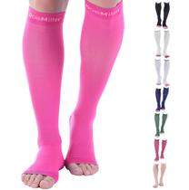Meias de compressão Doc Miller Open Toe 15-20 mmHg rosa grande