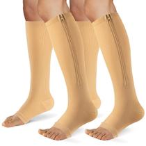 Meias de compressão FOFLORA Zipper 15-20mmHg para mulheres e homens