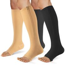 Meias de compressão FOFLORA Zipper 15-20mmHg para mulheres e homens