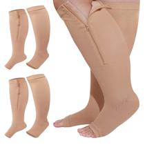 Meias de compressão Hillban Calf Zipper 15-25 mmHg nude 4XL Meias de compressão Hillban Calf Zipper 15-25 mmHg nude 4XL