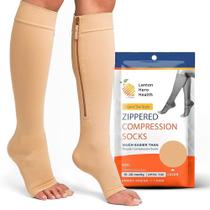 Meias de compressão Lemon Hero Zipper 15-20 mmHg, biqueira aberta, pacote com 2 Meias de compressão Lemon Hero Zipper 15-20 mmHg, biqueira aberta, pacote com 2
