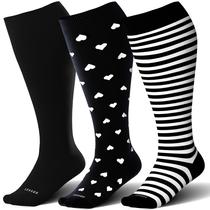 Meias de compressão LEVSOX Plus Size 15-20 mmHg para mulheres e homens Meias de compressão LEVSOX Plus Size 15-20 mmHg para mulheres e homens