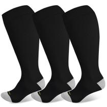 Meias de compressão LEVSOX Plus Size 20-30 mmHg de largura, panturrilha, pretas Meias de compressão LEVSOX Plus Size 20-30 mmHg de largura, panturrilha, pretas