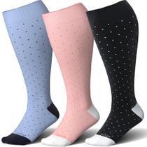 Meias de compressão LEVSOX Wide Calf 15-20 mmHg para mulheres plus size Meias de compressão LEVSOX Wide Calf 15-20 mmHg para mulheres plus size