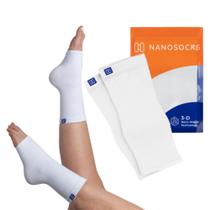 Meias de compressão NanoSocks para mulheres e homens (1 par) brancas Meias de compressão NanoSocks para mulheres e homens (1 par) brancas