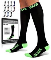 Meias de compressão SB SOX para homens e mulheres 20-30 mmHg pretas/verdes