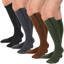 Meias de compressão Tarpop, 4 pares de 20-30 mmHg com zíper masculino e feminino