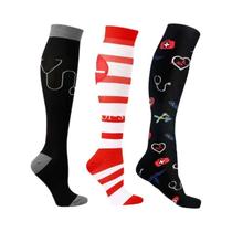 Meias De Compressão Unissex Até O Joelho 20-30mmHg Para Edema Diabetes Varizes Corrida Esportes