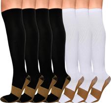 Meias de compressão Wukang Copper 15-20 mmHg até o joelho, pacote com 7