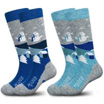 Meias de esqui Hylaea Merino Wool para crianças até o joelho, cinza, azul Meias de esqui Hylaea Merino Wool para crianças até o joelho, cinza, azul