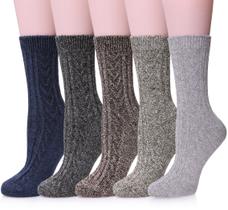 Meias de inverno MQELONG femininas, 5 pares de algodão macio e grosso