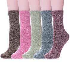 Meias de inverno MQELONG femininas, 5 pares de algodão macio e grosso