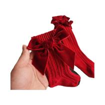 Meias De Inverno Para Meninas, Grossas E Quentes, De Algodão Tricotado Com Laços Grandes Para