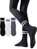 Meias de ioga Irisbear Pilates antiderrapantes para mulheres, pacote com 3 Meias de ioga Irisbear Pilates antiderrapantes para mulheres, pacote com 3