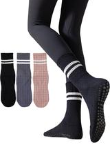 Meias de ioga Irisbear Pilates antiderrapantes para mulheres, pacote com 3 Meias de ioga Irisbear Pilates antiderrapantes para mulheres, pacote com 3