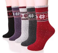 Meias de lã EBMORE para mulheres que caminham termais no inverno, 5 pares Meias de lã EBMORE para mulheres que caminham termais no inverno, 5 pares