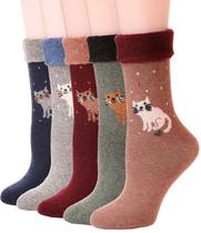 Meias de lã EBMORE Winter Warm Hiking Thermal para mulheres, 5 pares