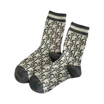 Meias De Lã Grossas Para Mulheres, 12 Pares, Padrão Monograma, Cor Sólida, Respirável, Cano Médio