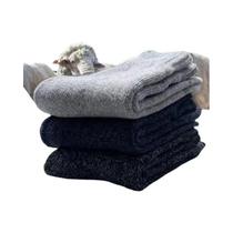 Meias De Lã Merino Grossas E Quentes Para O Inverno Masculinas, 3 Pares, Meias Antiderrapantes Com