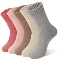 Meias de lã Ysense para mulheres, 5 pares de malha grossa, quente, inverno