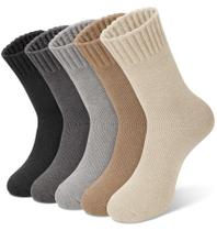 Meias de lã Ysense para mulheres, 5 pares de malha grossa, quente, inverno