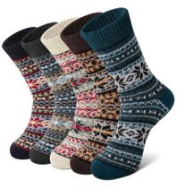 Meias de lã ySense Winter Warm para mulheres, pacote com 5