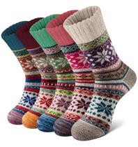 Meias de lã ySense Winter Warm para mulheres, pacote com 5