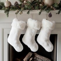 Meias de Natal AOGU Snowy White Faux Fur 46 cm, pacote com 3
