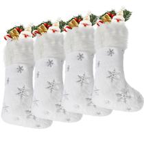 Meias de Natal DIYASY White Faux Fur, pacote com 4, 45 cm