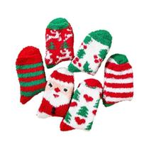 Meias De Natal Femininas De Inverno Grossas E Quentes De Veludo Coral, 6 Pares, Design Fofo De Papai Meias De Natal Femininas De Inverno Grossas E Quentes De Veludo Coral, 6 Pares, Design Fofo De Papai