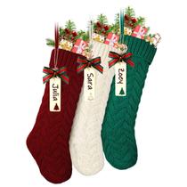 Meias de Natal LIBWYS Knit 18 polegadas, pacote com 3 bordô, brancas e verdes