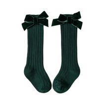Meias De Natal Para Meninas Com Laço Vermelho, Meias Longas De Algodão Macio Para Crianças De 0 a 5 Meias De Natal Para Meninas Com Laço Vermelho, Meias Longas De Algodão Macio Para Crianças De 0 a 5