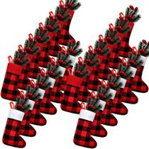 Meias de Natal Skylety - Xadrez Buffalo Plaid - 24 Unidades (21cm)