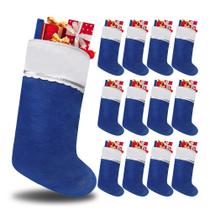 Meias de Natal Tokforty, pacote com 12, 48 cm, azul e branco