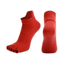 Meias De Pilates E Yoga Femininas Antiderrapantes E Respiráveis Com Cinco Dedos, Algodão Elástico