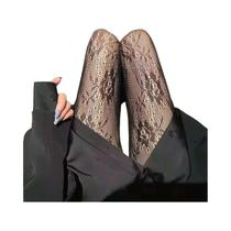 Meias De Renda Floral Retro Para Mulheres Com Detalhes Em Renda Oca E Calça Interna Branca E Preta