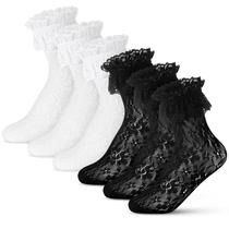 Meias de renda no tornozelo SATINIOR para mulheres e meninas, 6 pares