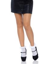Meias de tornozeleira Leg Avenue Zig Zag, crochê, renda, branca